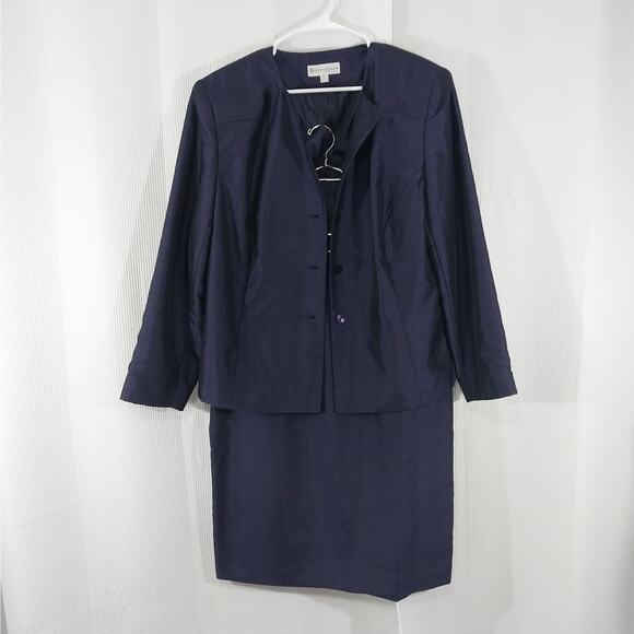 DRESSBARN! GORGEOUS PERIWINKLE BLUE/PURPLE 2 PC JACKET & SKIRT SUIT! SZ 16W - Picture 4 of 12